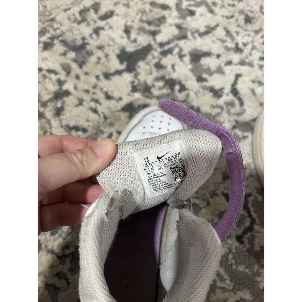 Girls White And Purple Nike High Top Shoes Size 1 - Picture 4 of 4